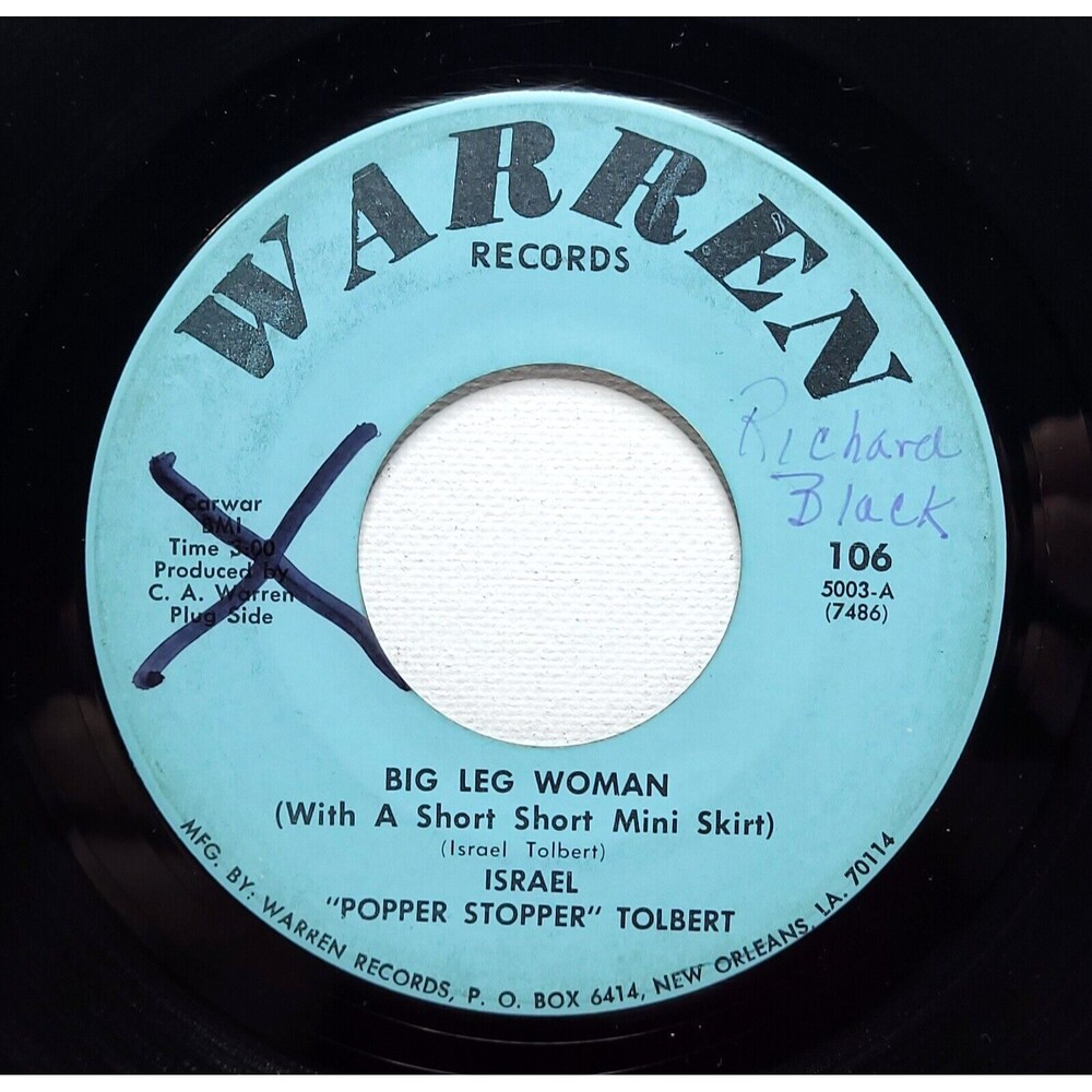 Israel "Popper Stopper" Tolbert ‎Promo 45 Big Leg Woman / I Got Love VG Funk